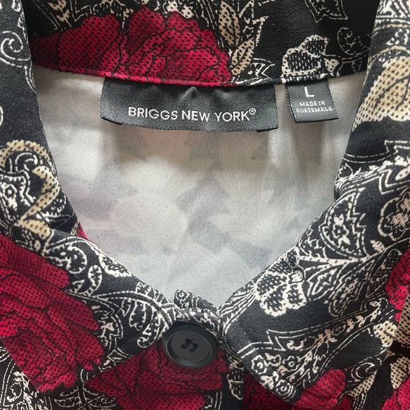 Briggs New York Black Floral Print Faux Suede Button Down Jacket Women’s Large - Picture 6 of 12